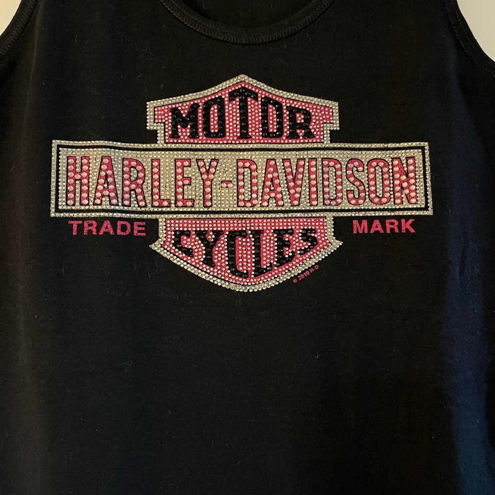 Harley-Davidson Black Top with Pink Embellished Logo